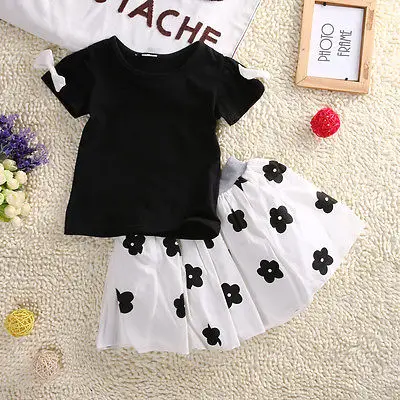Nuevo Bebé Niñas Princesa Trajes de Vestir la camiseta de la Blusa+Faldas Tutu 2pcs Trajes 4