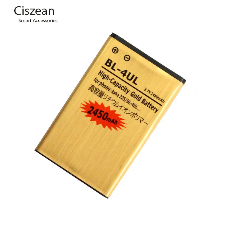 Ciszean 2x 2450mAh BL-4UL / BL 4UL / BL4UL de Oro de Reemplazo del Li-ion Para Nokia Asha 225 Asha225 + Código de Seguimiento 4