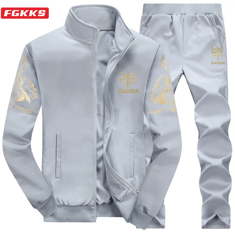 FGKKS los Hombres de la Marca Impreso Conjunto de ropa Deportiva para Hombres Chaquetas de Béisbol + Pantalones de Traje de Dos piezas de Moda Salvaje Casual Conjuntos de Chándal Macho 4