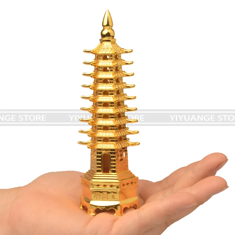El feng shui Metal 3D Modelo de China Wenchang Pagoda de la Torre de la Artesanía de la Estatua de Recuerdos caseros de la Decoración de metal artesanía 13cm 4