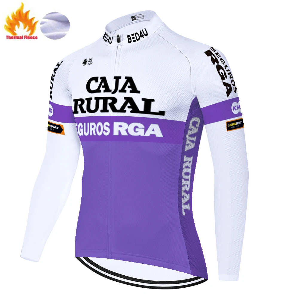 2021 CAJA RURAL de Invierno de Ciclismo jersey de forro Térmico de manga larga camiseta para Bicicletas de mtb Bicicleta ciclismo jersey tricotas hombre ciclismo 4