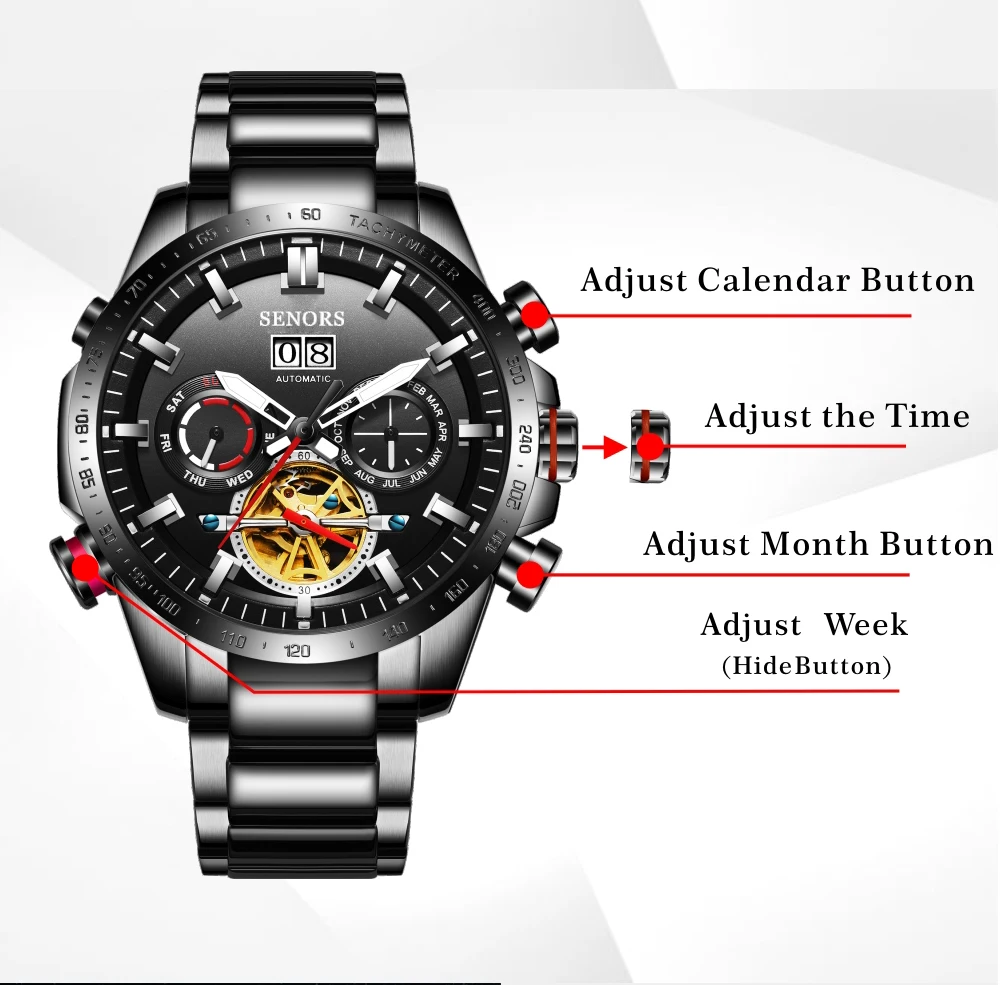 Los hombres de Negocios del Reloj Tourbillon Automático Transparente Reloj Mecánico Ocasional de Moda de Lujo de la Marca de relojes 4