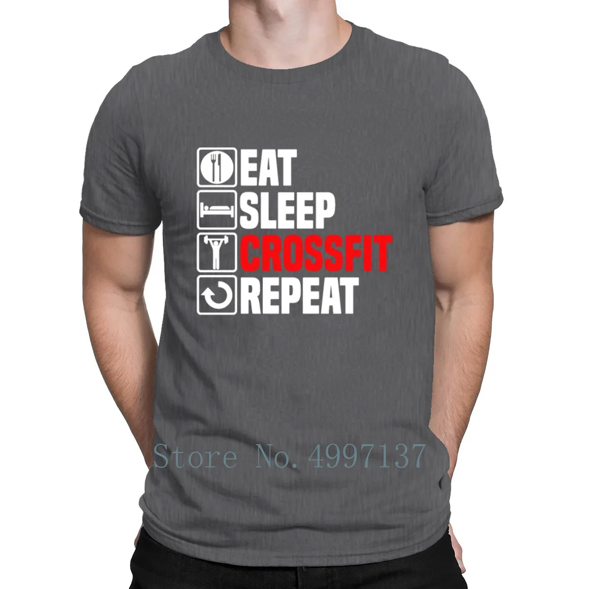 Comer Dormir Crossfit Camiseta De Algodón Traje Famoso S-Xxxl Primavera Divertido Punto De La Novedad De La Camiseta 4