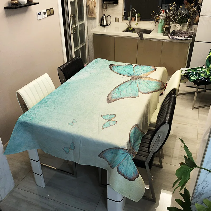 Mantel impermeable de la Mariposa de Impresión Digital de la Cubierta de la Mesa resistente a las Manchas de Café, Mesa de Paño Sala de estar Rectángulo tazer 4