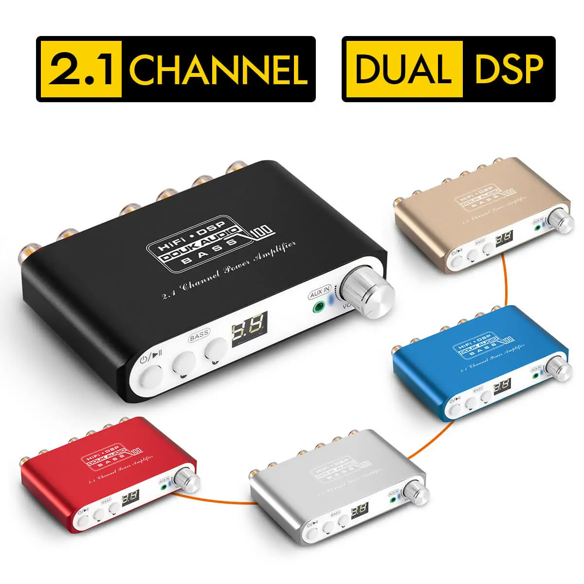 2020 Nobsound Mini HiFi Canal 2.1 Subwoofer Bluetooth 5.0 DSP Digital Amplificador de Potencia Estéreo Amplificador de Bajo Con 24V/3A fuente de Alimentación 4