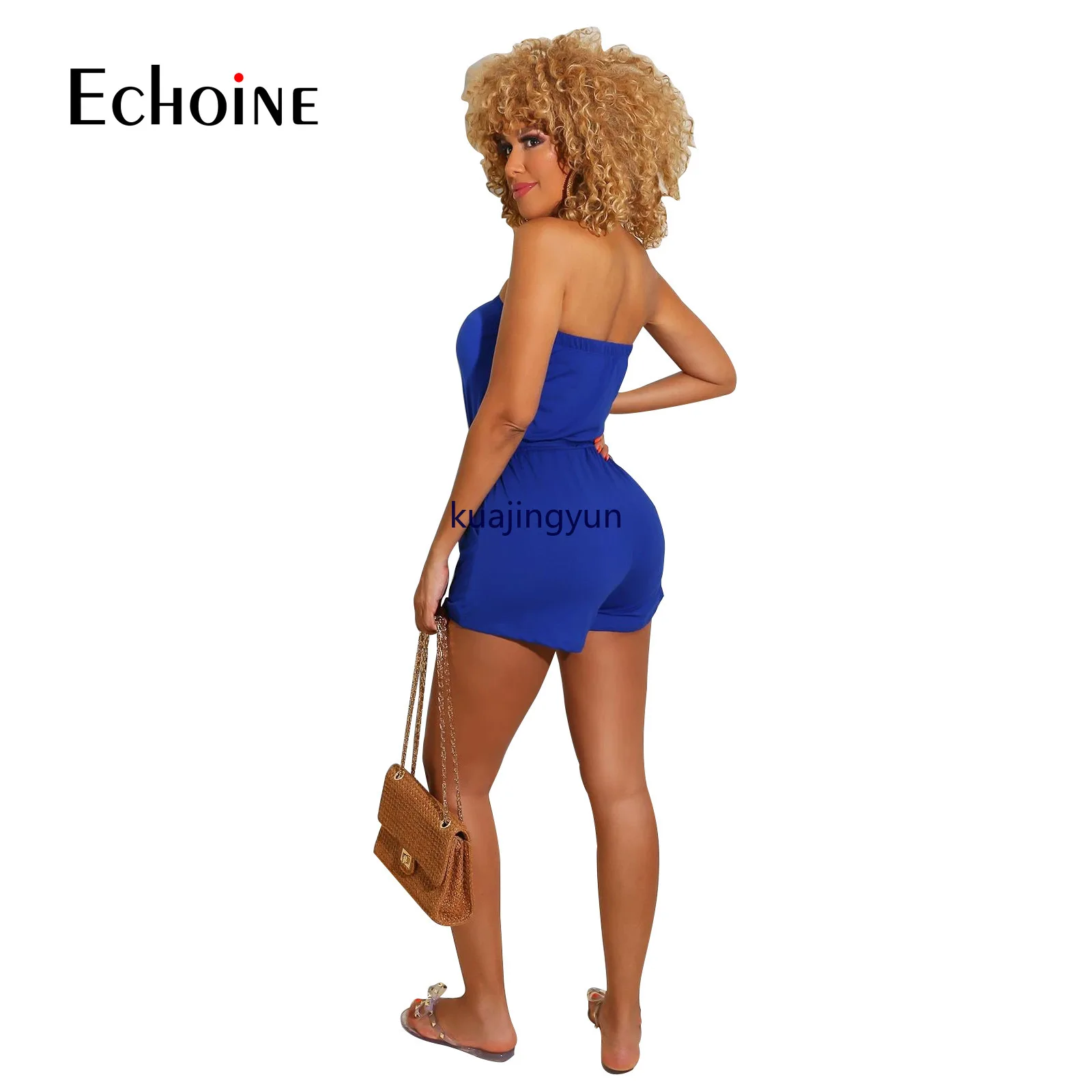 Echoine 2020 verano de Deporte de las Mujeres de Color Sólido sin Tirantes Con Fajas Sexy Body de Mono de Alta de la Calle General Mameluco de Pijama 4
