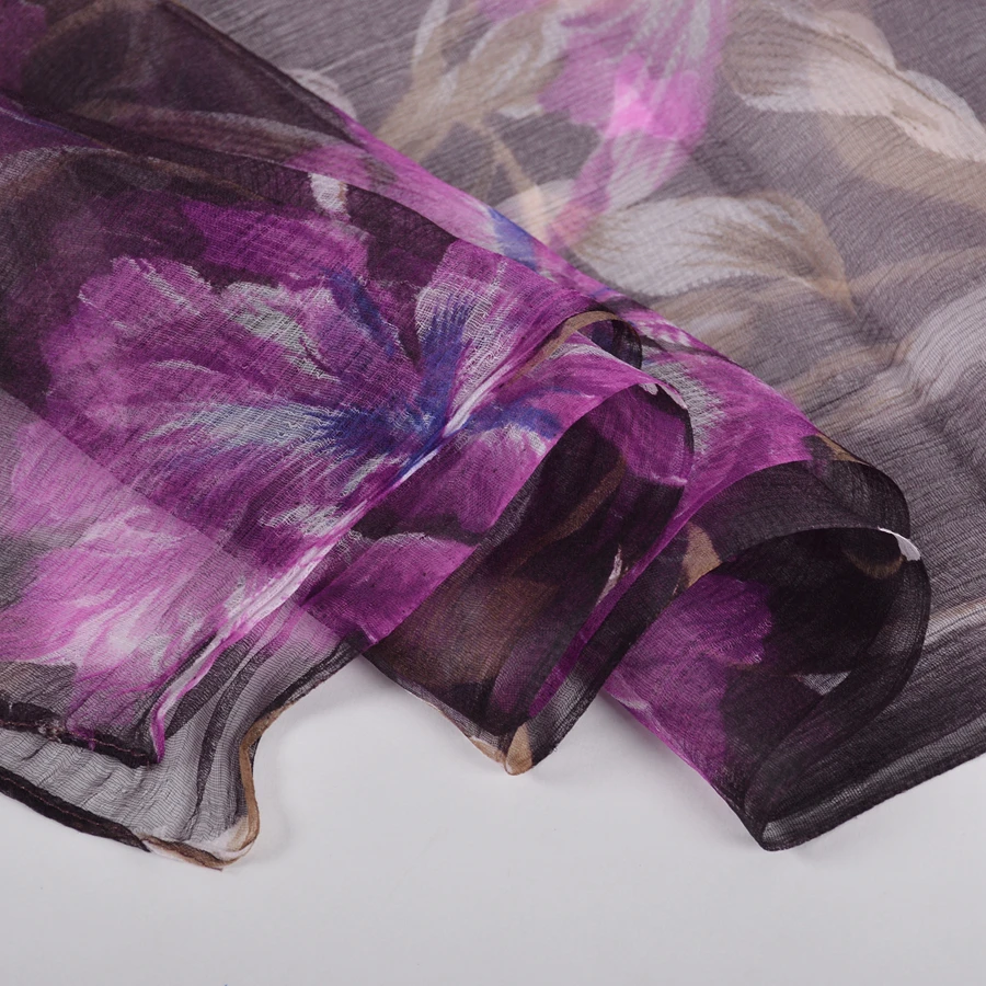 [BYSIFA] Nuevo Púrpura Café de Seda de la Bufanda del Mantón de la Moda Femenina Noble Largas Bufandas de las Señoras de la Marca de Pura Seda Pañuelo de Cuello Playa Cover-ups 4