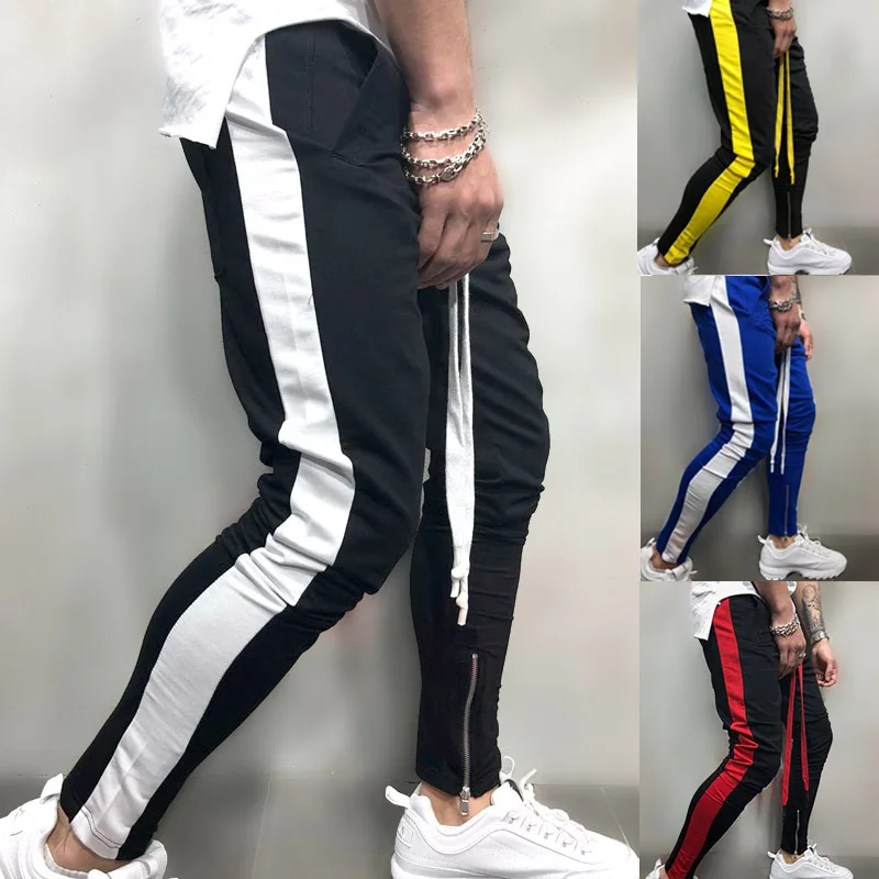 2019 Streetwear Deportivos Causal de ropa Deportiva Pantalones de los Hombres Chándal Blanco y Negro de los Hombres de Hip Hop pantalones de Chándal, Pantalones Para Hombres Corredores 4