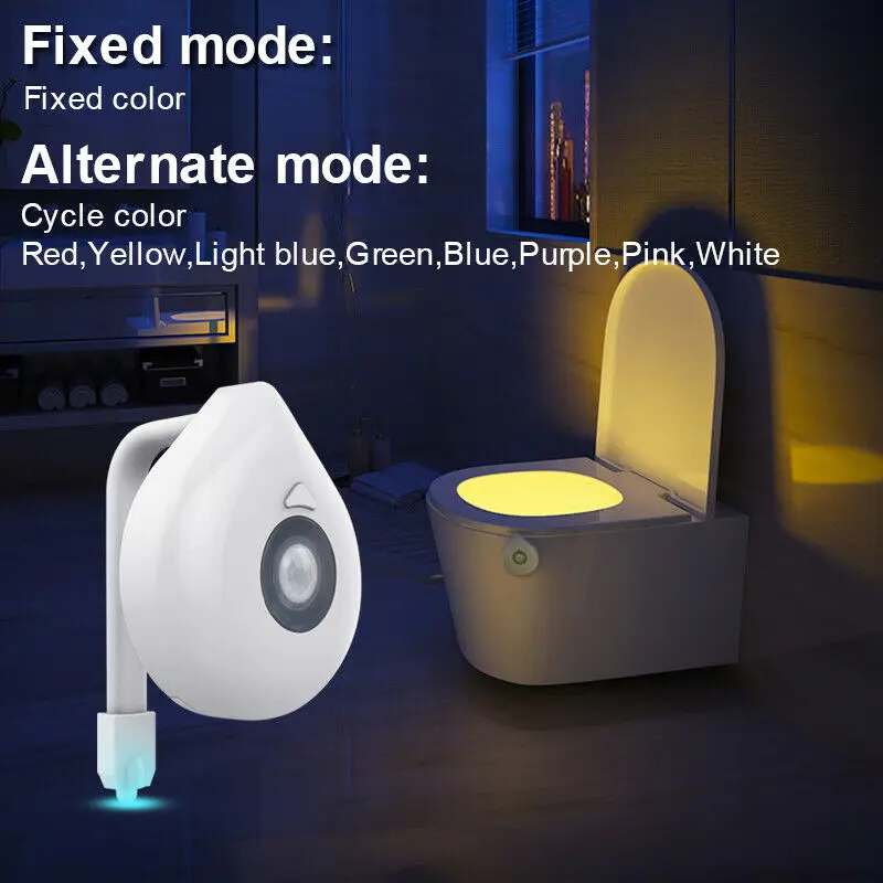 La nueva Smart Sensor de Movimiento PIR Asiento de Inodoro Luz de la Noche 8 Colores Impermeable de la luz de fondo De la taza de Inodoro LED Lámpara de baño cuarto de Baño de Luz 4