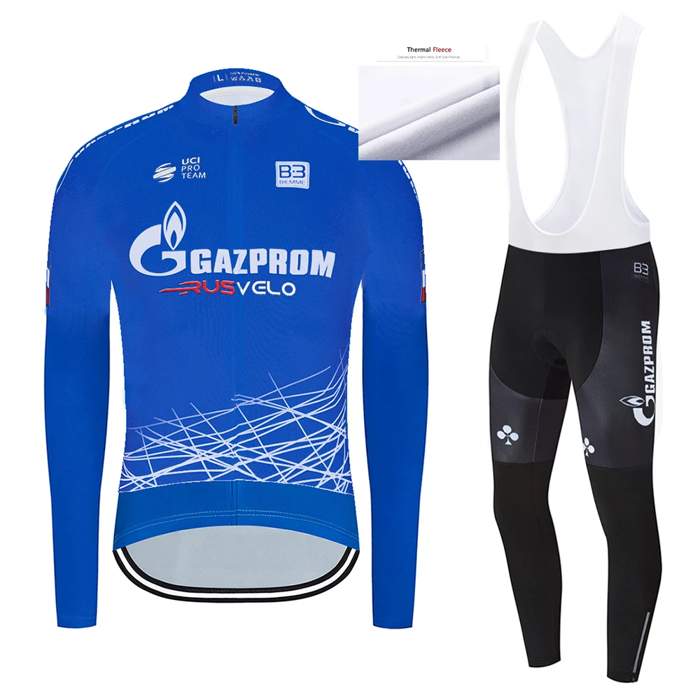 Invierno Gazprom EQUIPO de Ciclismo Jersey, Pantalones de Bicicleta ropa Deportiva de los Hombres de manga Larga Ropa Ciclismo Polar Térmico Ciclismo Maillot y Culotte 4