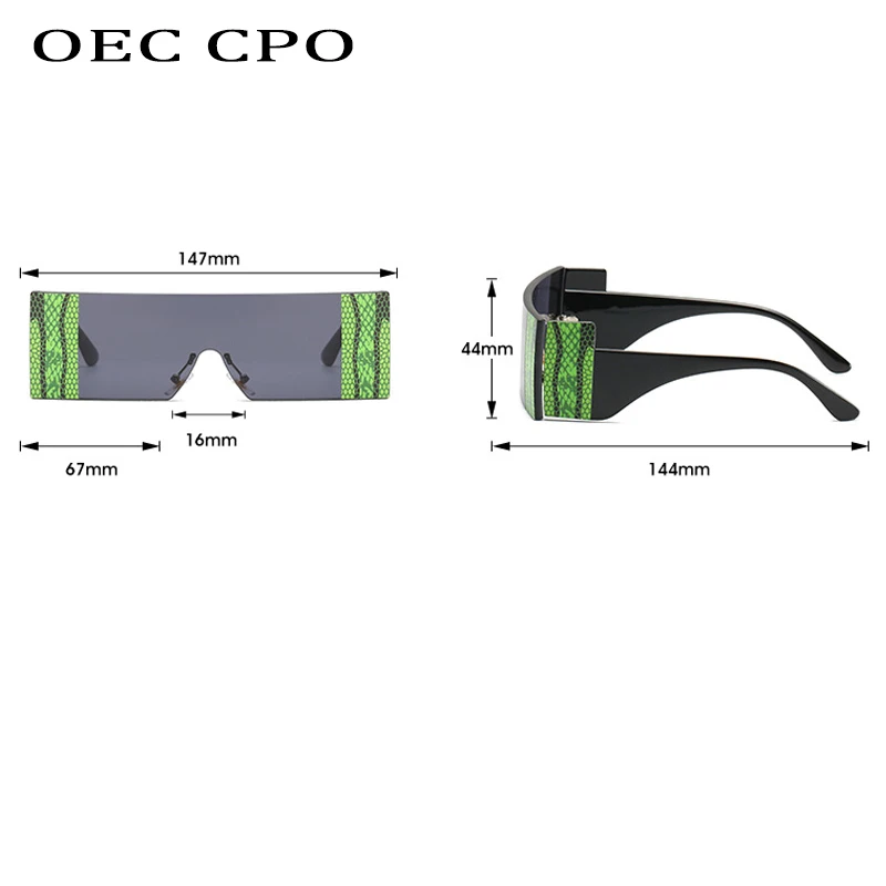 OEC CPO de gran tamaño del Rectángulo de Gafas de sol de las Mujeres de la Marca de Moda de Una Pieza Cuadrada de Gafas de Sol para los Hombres Gafas Tonos UV400 O592 4
