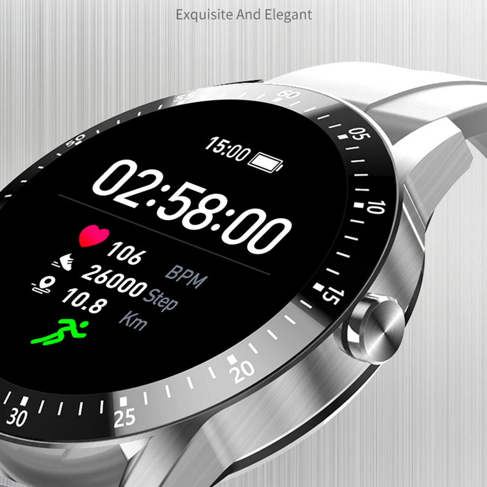 La jalea Peine Completo de la Pantalla Táctil Monitor de Frecuencia Cardíaca Llamada Bluetooth Fitness Reloj de los Hombres del Deporte Smartwatch para IOS Android de Sílice de la Banda de 4