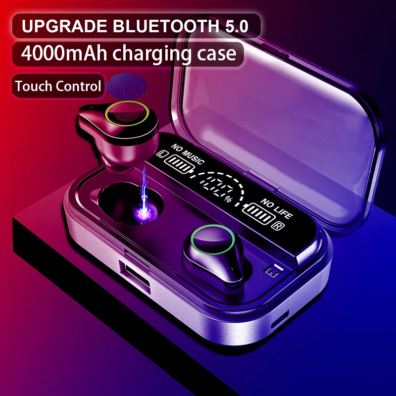 2020 Nuevas TWS Inalámbrica Bluetooth Auriculares 9D HIFI Auriculares Estéreo de Auriculares Con 4000mAh de caja de Carga de los Deportes de la prenda Impermeable Auriculares 4