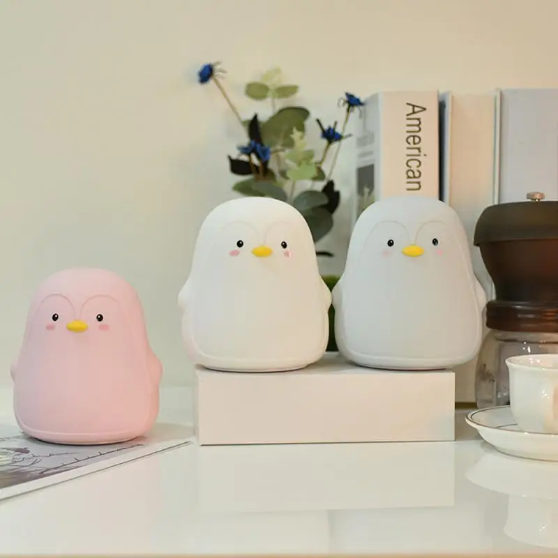 Pingüino de Silicona de Sensor Táctil, LED de las Luces de la Noche USB Recargable Dormitorio Lámpara de la Mesita Para Niños de Bebé de la Navidad Regalos de Cumpleaños 4