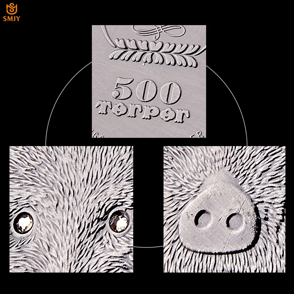 5Pcs 2018 Nueva Moneda Conmemorativa de mongolia Salvaje Animal Protegido Sus Scrofa Antiguos de Colección de Plata de Regalo Envío de la Gota de Apoyo 4