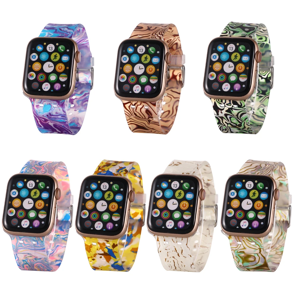 De silicona Reloj Inteligente de la Banda para el Apple Watch Se 6 Correa de 44 40 mm Correa Transparente de Acero para el Iwatch Serie 5 4 3 Correa de reloj 42mm38mm 4