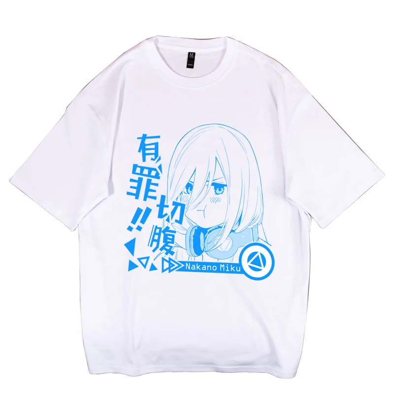 Anime La Quintaesencia de los Quintillizos Casual de manga Corta T-shirt de Verano Unisex Harajuku Nakano Miku Algodón Suelto Pullover Tops 4