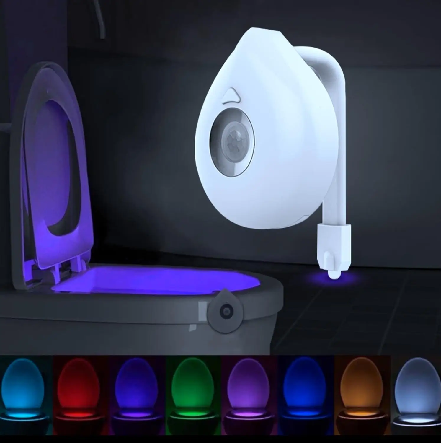 Smart Sensor de Movimiento PIR Asiento de Inodoro Luz de la Noche 8 Colores Impermeable de la luz de fondo De la taza de Inodoro LED Luminaria Lámpara WC WC Luz 4