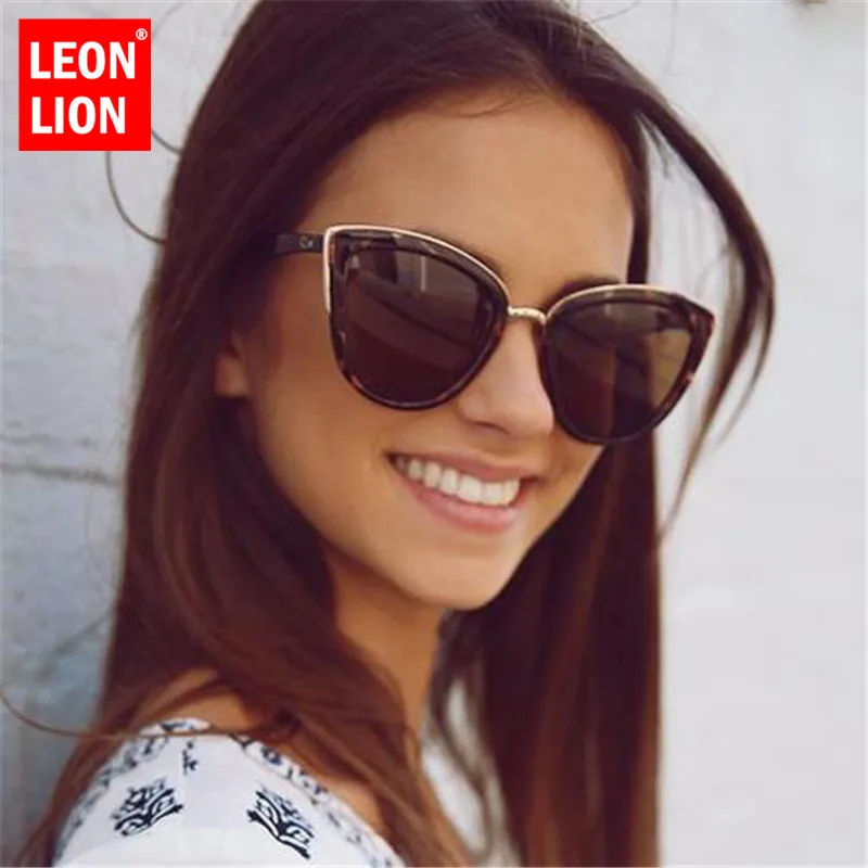 LeonLion 2021 Moda Cateye Gafas de sol de las Mujeres de la Vendimia del Metal Gafas Para Mujer Espejo Retro de Compras Oculos De Sol Feminino UV400 4