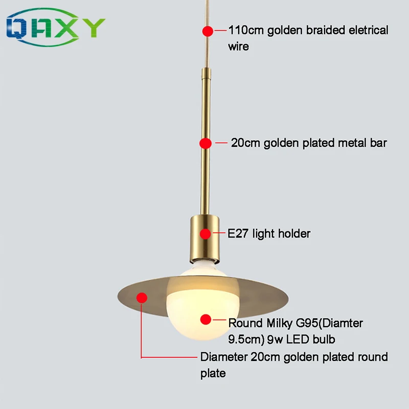Post-Moderno Simple de Oro Redondo Plateado Colgante Luces Nórdicas Platillo Volador en Forma de 9w LED Colgante de la Lámpara Para la Mesilla de Dormitorio[D3502] 4