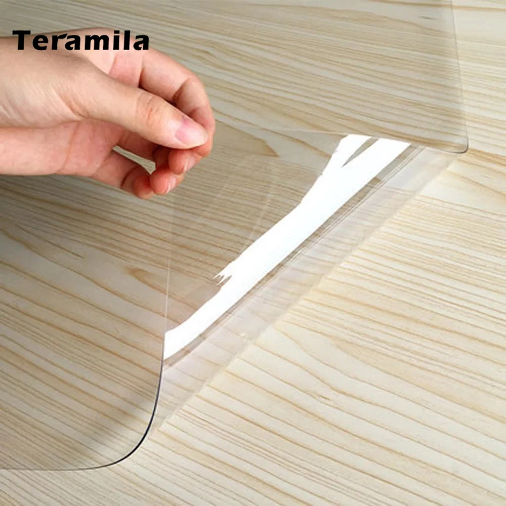 Teramila 1.0 mm de PVC de Mesa de Tela de Vidrio Suave Mantel Transparente, Fácil de Limpiar Impermeable Oilproof Para la Cocina Comedor de la Cubierta de la Mat 4