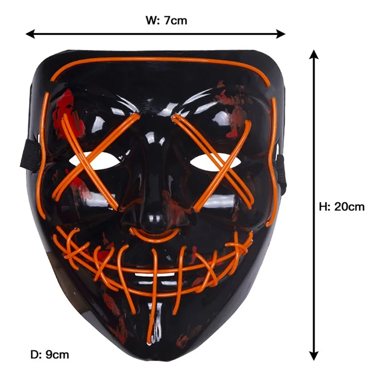 1Pcs de Halloween Máscara de Luz LED de la Fiesta de Máscaras de Neón Maska Cosplay Mascara de Terror Mascarillas Resplandor En la Oscuridad Masque 4