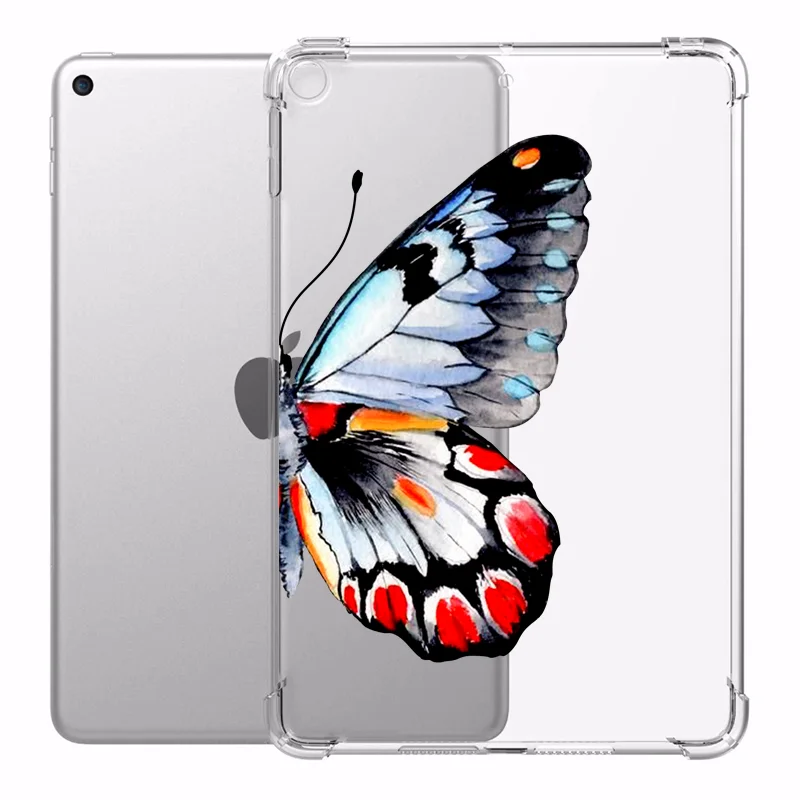 Mariposa Caso de iPad para el iPad de Aire 1 2 Funda Transparente de Silicona Reforzado las Esquinas de la Cubierta Suave de iPad 7ª generación Pro de 12,9 2020 4