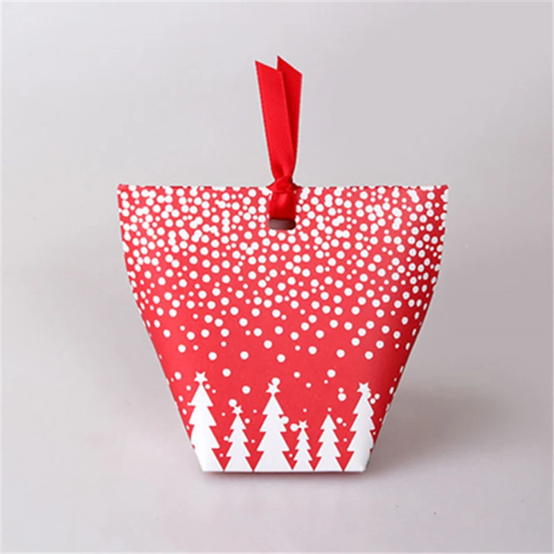 (50 piezas/lote) Árbol de Navidad Feliz Navidad Dulces Caja de bolsas de NAVIDAD Decoración de Nieve en el Bosque Rojo, el Verde de la Caja de Regalo de Dulces Contenedor B067 4