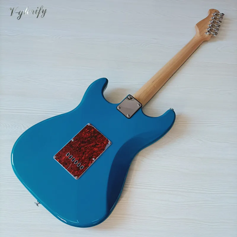 SAN eléctrica cuerpo de basswood guitarra de 39 pulgadas 6 de la cadena azul de alto brillo acabado de la guitarra eléctrica 4