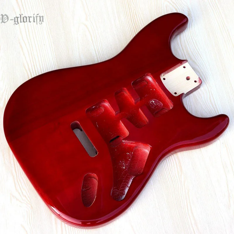 Rojo, verde claro, color sunburst ST guitarra de cuerpo de madera de álamo de SAN guitarra barril 4