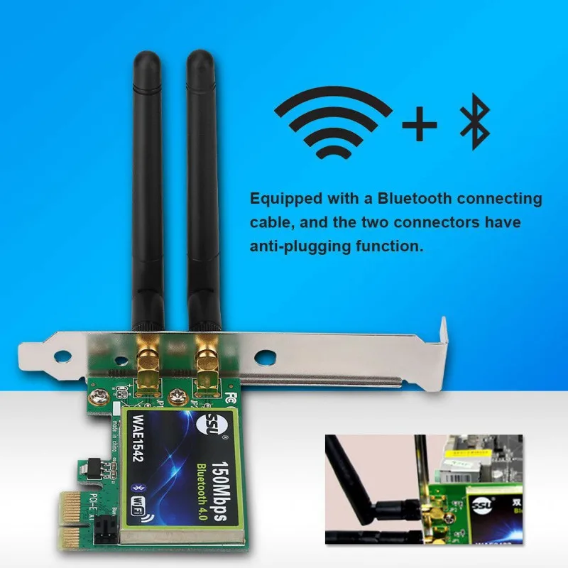 Bluetooth WiFi PCI-E Tarjeta de Red 2.4 G Inalámbrico de 150 mbps PCI-E PCI Express Adaptador de Red de Internet 4