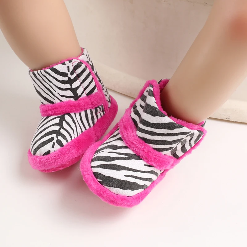 Bebé recién nacido de Leopardo de Impresión Floral de Lana de Bebé de Algodón Acolchado Zapatos Botas para el Invierno y la Nieve 4