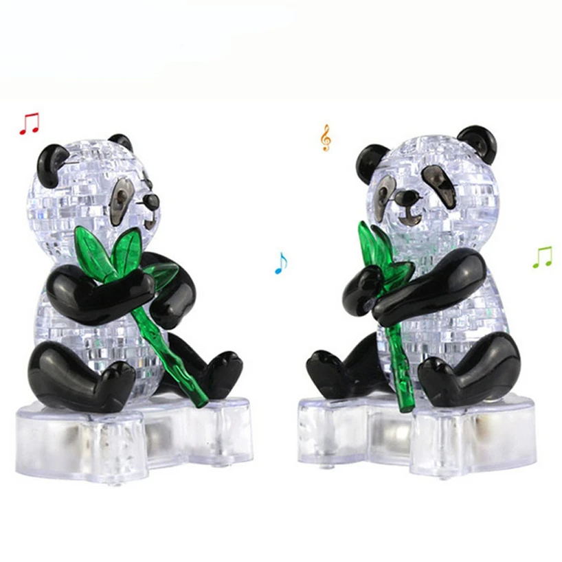 Caliente de la Venta de Lindo Panda Modelo de Puzzle Rompecabezas de Cristal Populares Juguetes de Niños de BRICOLAJE, la Construcción de Juguete de Regalo Gadget de Cristal de Puzzle en 3D TE3 4
