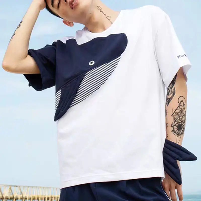Hombres t-shirt nuevo ballenas 3D de Algodón O-Cuello Corto de los hombres ropa de moda Juvenil vitalidad diseñador de la camiseta 4