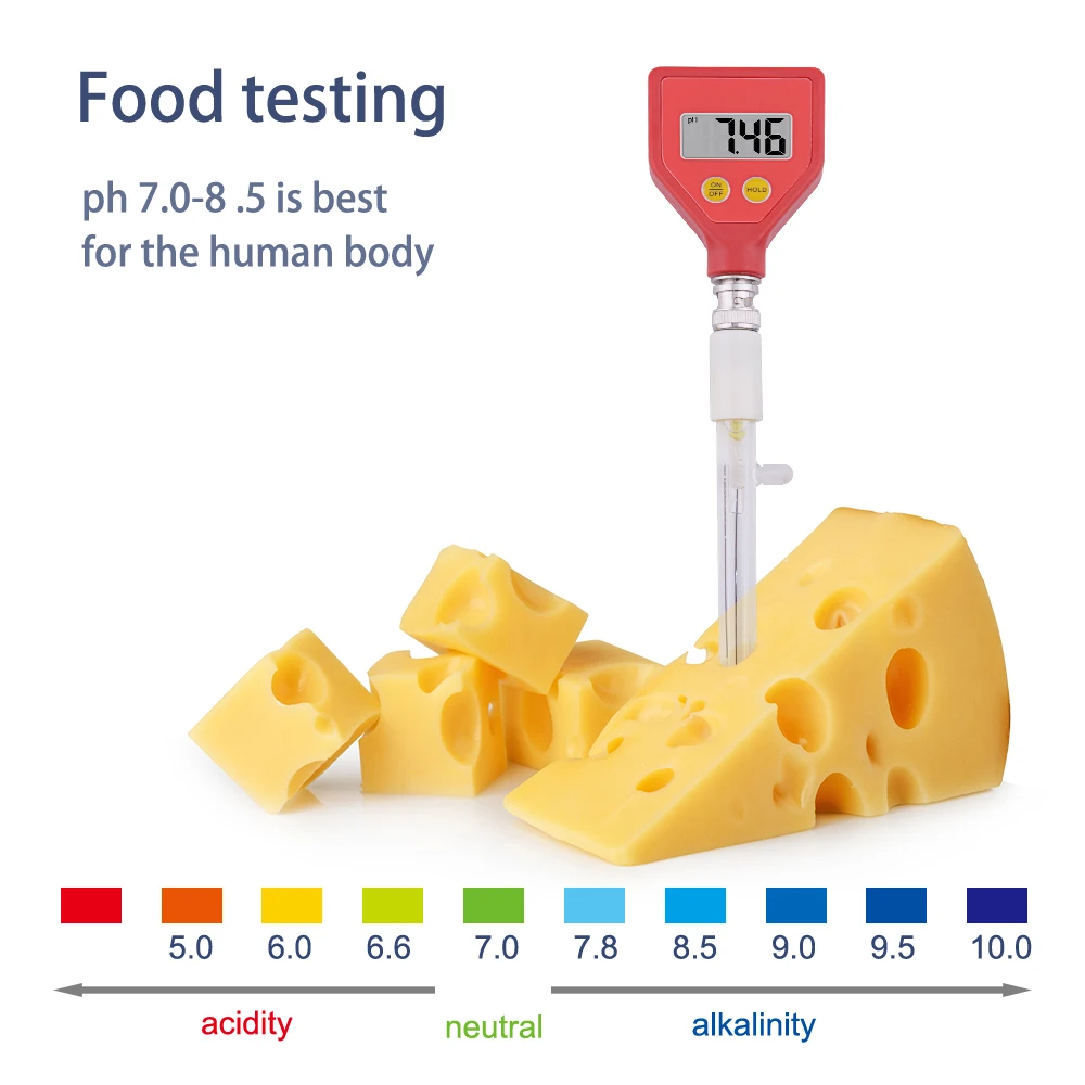 Yieryi Alimentos de Ph Tester medidor Digital de Ph Sharp Electrodo de Vidrio para Agua Queso de Leche de Alimentos del Suelo 4