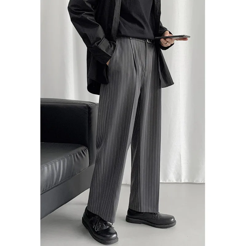 2020 Hombres de la Moda de Tendencia Simple Negro/gris Traje de Pantalones de Algodón Pantalones Formales Suelto de la Raya de la Impresión Casual Pantalones de Gran Tamaño M-5XL 4