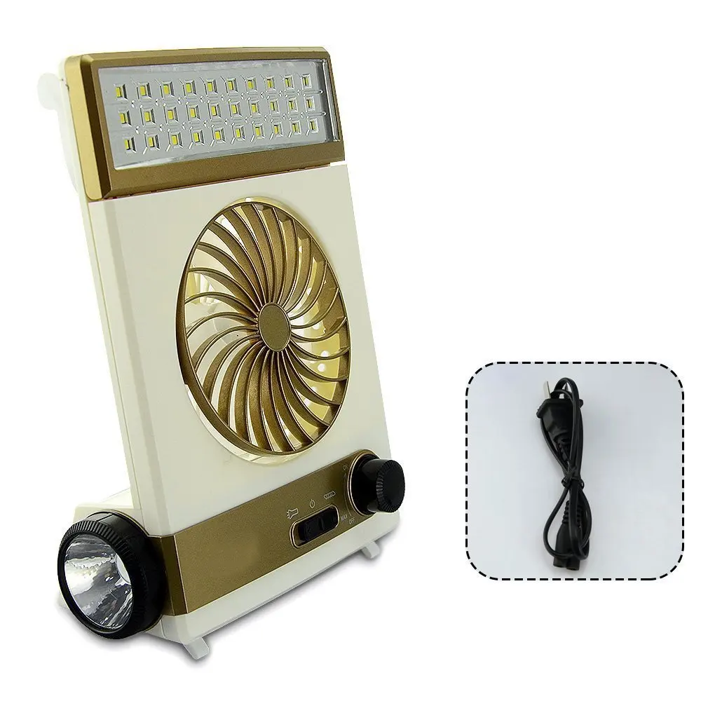 Ventilador portátil 3 en 1 Multi-función de Mini Ventilador de la Lámpara de Mesa LED Linterna de Luz Solar para Casa de Acampar Ventilador Solar para al aire libre 4