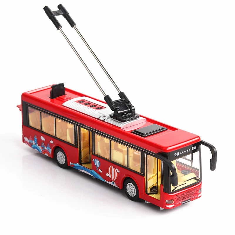 1/32 de Aleación de Autobuses de Turismo Modelo de Trolebús Fundido de Tranvía de Vehículos Coches de Juguete con luz y sonido 4