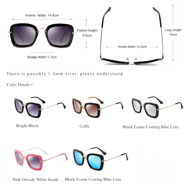 PARZIN las Mujeres Marco Cuadrado Polarizado Gafas de sol de Marca de Alta Calidad Gafas de Sol Para Dama de Conducción de la Moda en Gafas Accesorios 9535 4