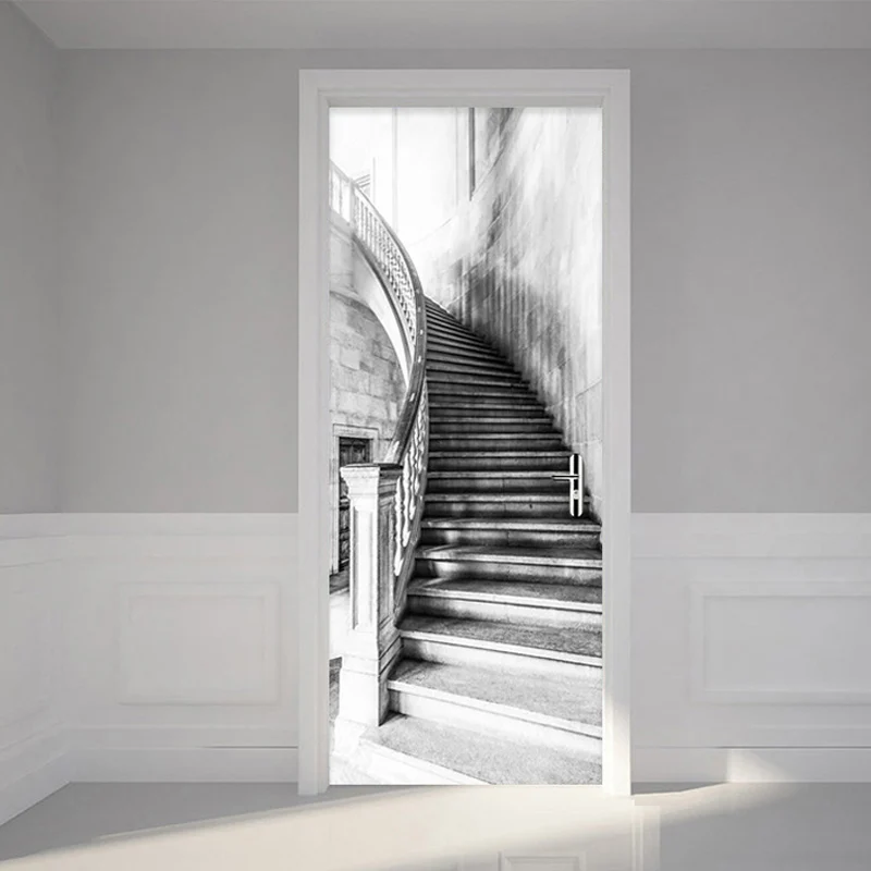 En Blanco Y negro Escaleras Pegatinas de Pared 3D Retro Creativo DIY Decoración del Hogar, papel pintado del PVC de la Auto-Adhesivo Impermeable Murales 3 D Pegatinas 4