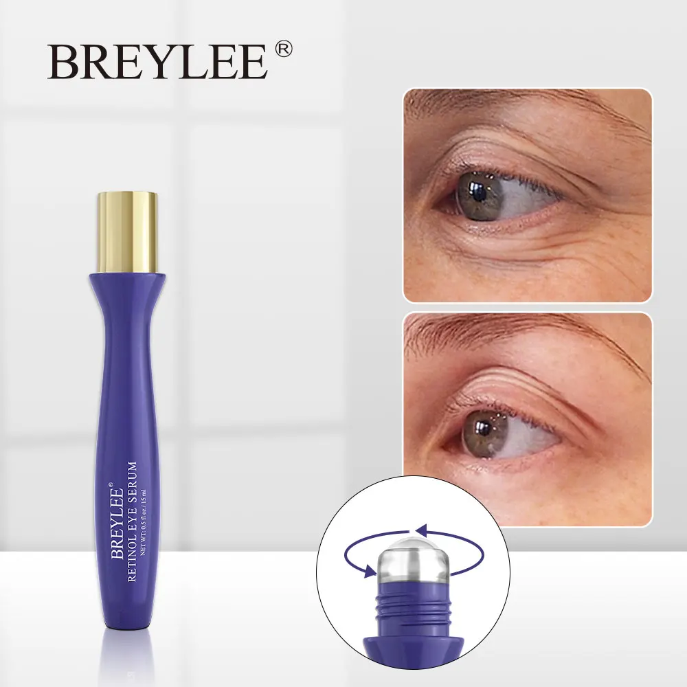 BREYLEE Retinol Eye Serum Eliminar las Líneas Finas, Arrugas Hidratante Anti-edad Reafirmante de Ojos Rodillo Anti Arrugas Anti-Envejecimiento Cuidado de la Piel 4