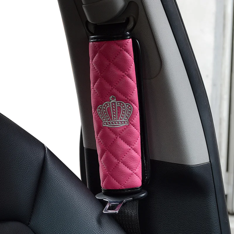 Accesorios del coche de interior de color rosa para las niñas de las mujeres de cuero de la Corona del reposacabezas de la almohada serie completa para bmw e46 e60 e90 f10 vw golf 4