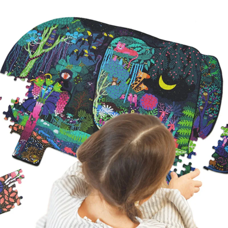 280 Pedazo de animal Puzzle Niños de Juguete de Bebé Rompecabezas de papel de dibujos animados de Dinosaurios elefante panorama de los Animales el mejor regalo de cumpleaños para el bebé 4