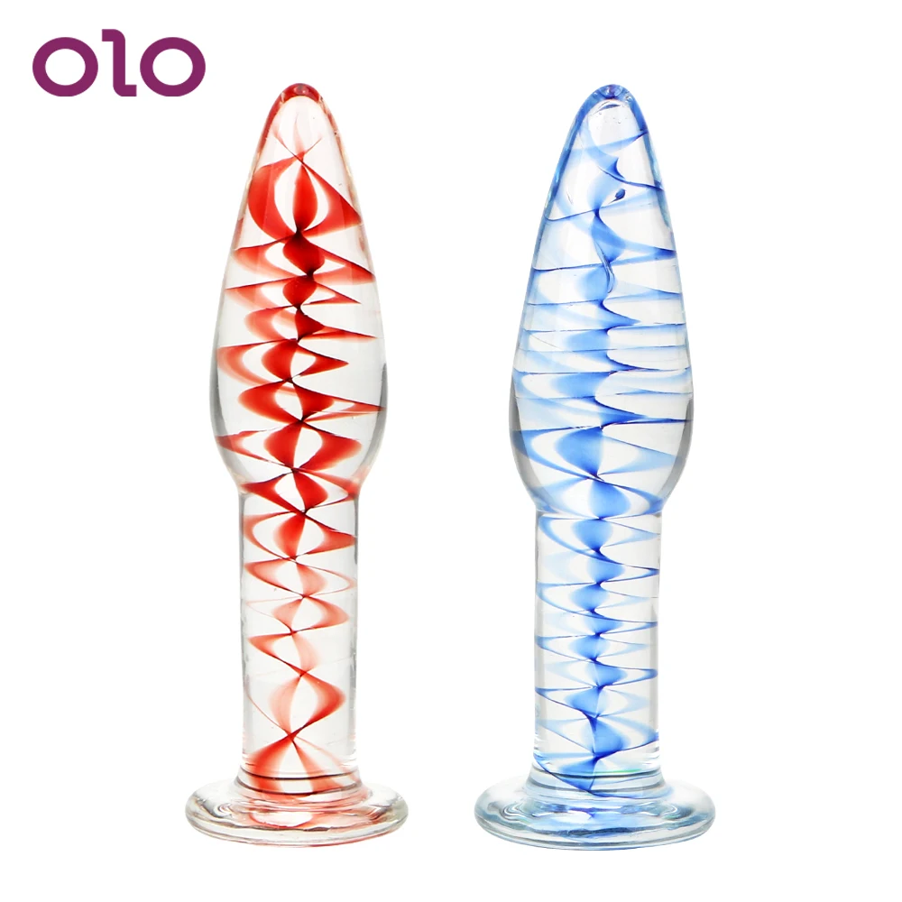 OLO Productos para Adultos juguetes Sexuales para la Mujer Transparente Butt plug Hembra Masturbación Consolador de Cristal de Vidrio Plug Anal 4