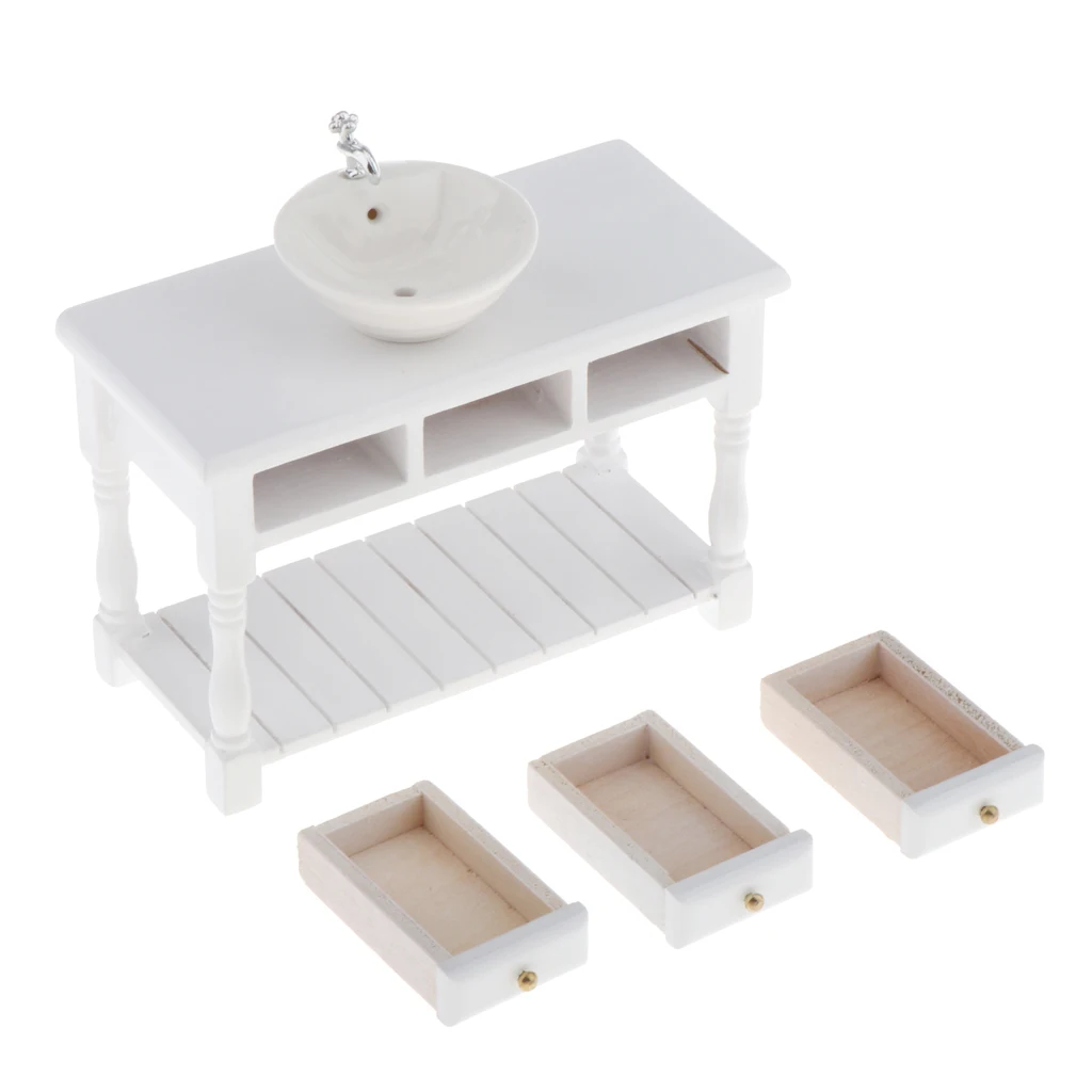 Miniatura de Porcelana Blanca de Muñecas Muebles de 1/12 Dollhouse Accesorios de Decoración 4