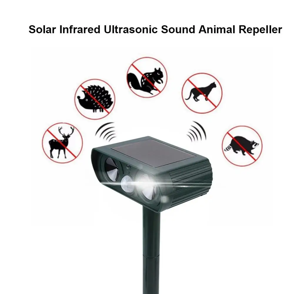 Solar de Ultrasonidos Animal Ahuyentador de Infrarrojos Ráfaga de Sonido Ultrasónicas Ahuyentador de Animales de la Unidad de Gato del Perro al aire libre, Jardín de Uso de la Granja 4