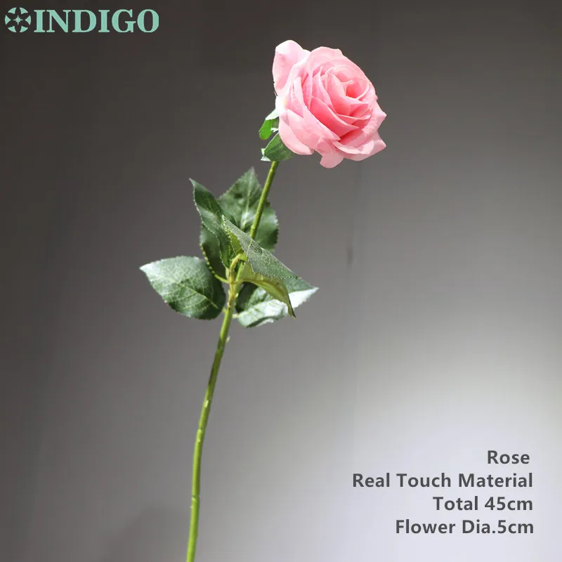 INDIGO - 5pcs/Lot Recubrimiento de Látex rosa Rosa Verdadero Toque de Rosa Artificial de la Flor de la Flor de la Boda de Fiesta de adorno de Interiores 4