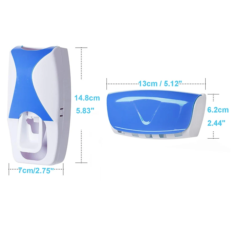 2Pcs Titular de Cepillo de dientes Conjunto de Accesorios de Baño Montado en la Pared Automático Dispensador de Pasta de dientes Exprimidor de la Decoración del Hogar Accesorios 4