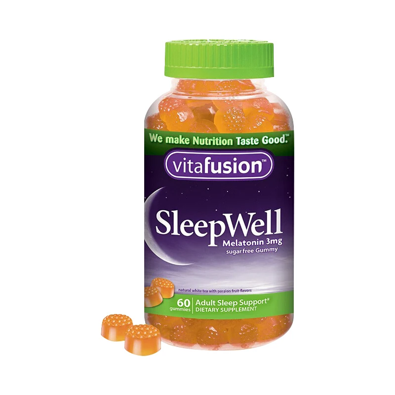 American Vitafusion Sleepwell Dulces Melatonina 3mg sin Azúcar 60Capsule Calmar los Nervios Adulto Sueño Profundo Apoyo Pastillas de Gomitas 4