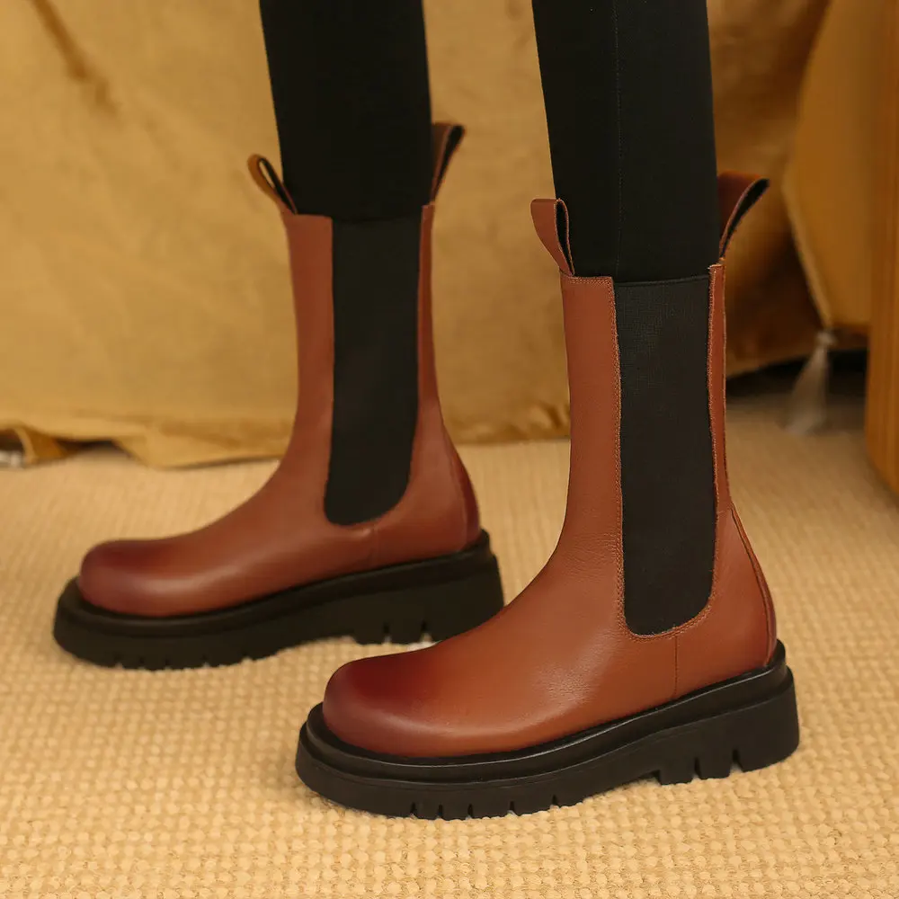SKLFGXZY Otoño invierno las botas de las Mujeres de cuero Genuino botas Chelsea Caballero botas de Mujer zapatos de Tamaño 34-39 4